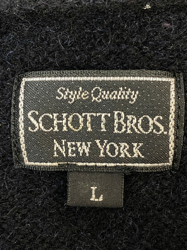 【中古品】【メンズ】 SCHOTT BROS ショット ブロス WOOL KNIT ウールニット メンズ セータートップス 145-260704-hu-49-min サイズ：L カラー：ブラック/グレー/ホワイト 万代Net店