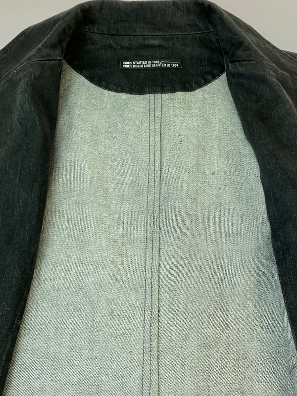 【中古品】【メンズ】 VIRUS ヴァイラス DENIM JACKET デニムジャケット テーラードジャケット 146-260813-ta-08-min サイズ：46 カラー：ブラック系 万代Net店