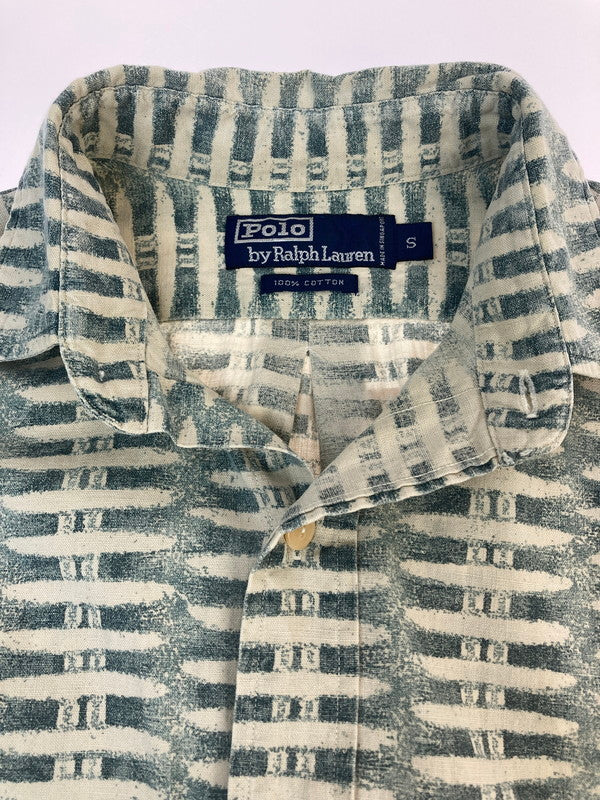 【中古品】【メンズ】 Polo by Ralph Lauren ポロバイラルフローレン 90's L/S SHIRT 90年代 総柄 ロングスリーブシャツ 長袖 トップス 146-251201-kk-53-min サイズ：S カラー：グリーン系 万代Net店