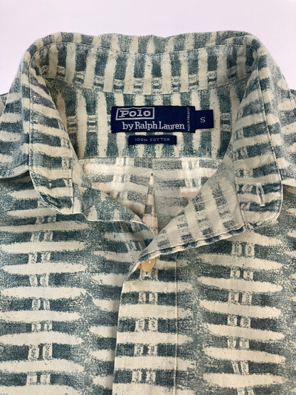 【中古品】【メンズ】 Polo by Ralph Lauren ポロバイラルフローレン 90's L/S SHIRT 90年代 総柄 ロングスリーブシャツ 長袖 トップス 146-251201-kk-53-min サイズ：S カラー：グリーン系 万代Net店