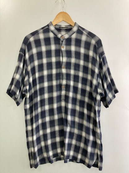 【中古品】【メンズ】 ISSEY MIYAKE イッセイミヤケ 80's OMBRE CHECK PULLOVER S/S SHIRT VINTAGE 80年代 オンブレチェック プルオーバー ショートスリーブシャツ 半袖 トップス ヴィンテージ 140-251201-kk-45-min サイズ：M カラー：ネイビー 万代Net店