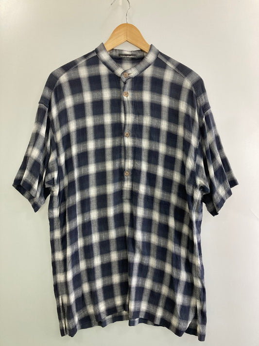 【中古品】【メンズ】 ISSEY MIYAKE イッセイミヤケ 80's OMBRE CHECK PULLOVER S/S SHIRT VINTAGE 80年代 オンブレチェック プルオーバー ショートスリーブシャツ 半袖 トップス ヴィンテージ 140-251201-kk-45-min サイズ：M カラー：ネイビー 万代Net店