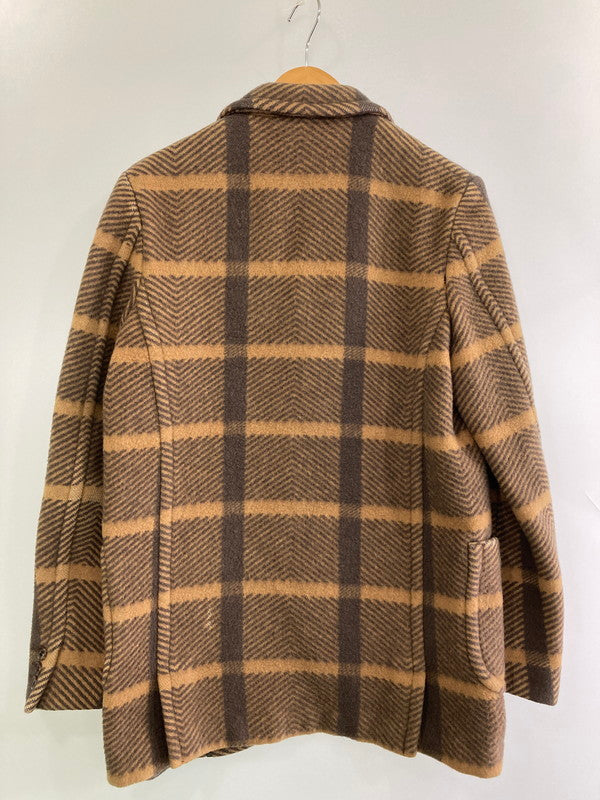 【中古品】【メンズ】 COMME DES GARCONS HOMME PLUS コムデギャルソンオムプリュス THE TREE OF YOUTH期 WOOL CHECK COAT PL-J092 ウール チェック コート メンズ アウター ジャケット 140-251130-em-41-min サイズ：XS カラー：ブラウン 万代Net店