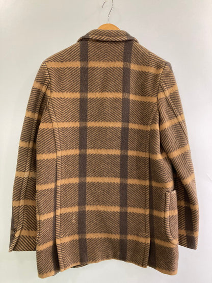 【中古品】【メンズ】 COMME DES GARCONS HOMME PLUS コムデギャルソンオムプリュス THE TREE OF YOUTH期 WOOL CHECK COAT PL-J092 ウール チェック コート メンズ アウター ジャケット 140-251130-em-41-min サイズ：XS カラー：ブラウン 万代Net店