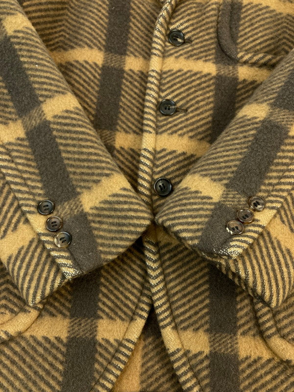 【中古品】【メンズ】 COMME DES GARCONS HOMME PLUS コムデギャルソンオムプリュス THE TREE OF YOUTH期 WOOL CHECK COAT PL-J092 ウール チェック コート メンズ アウター ジャケット 140-251130-em-41-min サイズ：XS カラー：ブラウン 万代Net店