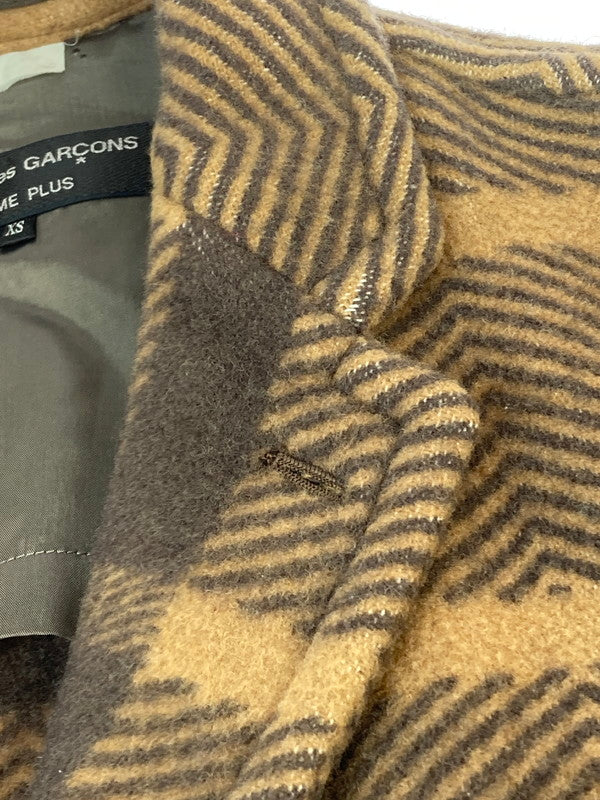 【中古品】【メンズ】 COMME DES GARCONS HOMME PLUS コムデギャルソンオムプリュス THE TREE OF YOUTH期 WOOL CHECK COAT PL-J092 ウール チェック コート メンズ アウター ジャケット 140-251130-em-41-min サイズ：XS カラー：ブラウン 万代Net店