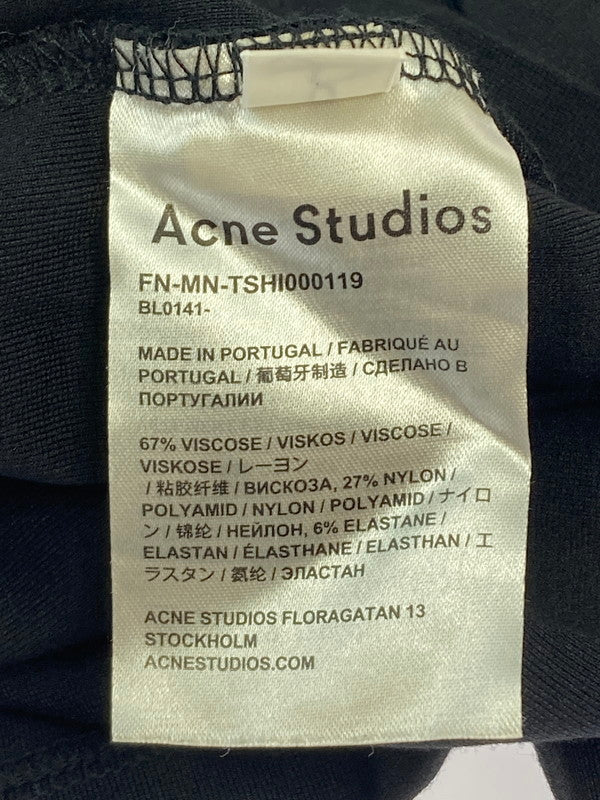 【中古品】【メンズ】 ACNE STUDIOS アクネストゥディオズ EXTORR LOGO RIB T-SHIRTS FN-MN-TSHI000119 ネック ロゴ プリント Tシャツ メンズ トップス 半袖 141-251130-em-23-min サイズ：ＸＬ カラー：ブラック 万代Net店