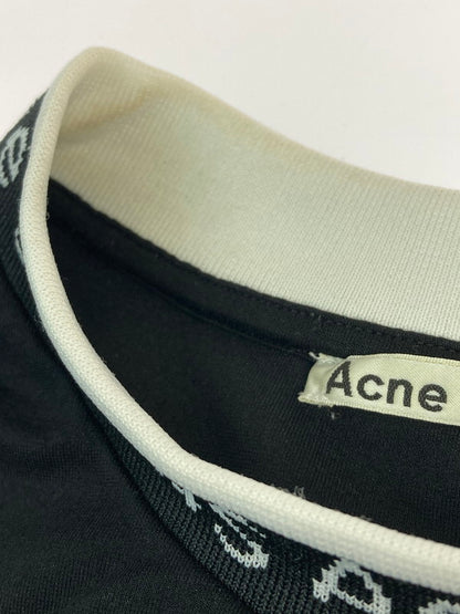 【中古品】【メンズ】 ACNE STUDIOS アクネストゥディオズ EXTORR LOGO RIB T-SHIRTS FN-MN-TSHI000119 ネック ロゴ プリント Tシャツ メンズ トップス 半袖 141-251130-em-23-min サイズ：ＸＬ カラー：ブラック 万代Net店