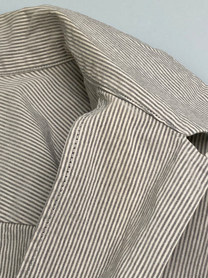 【中古品】【メンズ】 AURALEE オーラリー SELVEDGE WEATHER CLOTH SHIRTS A75501WC セルヴィッジ ウォーター クロス シャツ トップス 140-251204-jt-28-min サイズ：4 カラー：グレー/ホワイト ストライプ 万代Net店