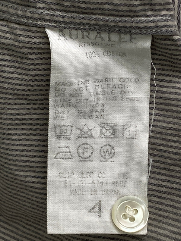 【中古品】【メンズ】 AURALEE オーラリー SELVEDGE WEATHER CLOTH SHIRTS A75501WC セルヴィッジ ウォーター クロス シャツ トップス 140-251204-jt-28-min サイズ：4 カラー：グレー/ホワイト ストライプ 万代Net店