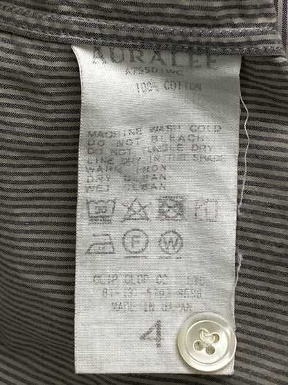 【中古品】【メンズ】 AURALEE オーラリー SELVEDGE WEATHER CLOTH SHIRTS A75501WC セルヴィッジ ウォーター クロス シャツ トップス 140-251204-jt-28-min サイズ：4 カラー：グレー/ホワイト ストライプ 万代Net店