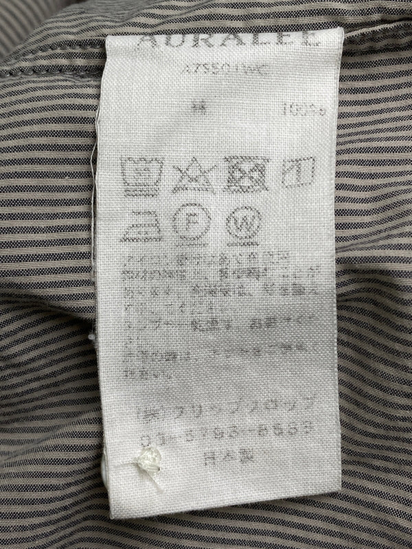 【中古品】【メンズ】 AURALEE オーラリー SELVEDGE WEATHER CLOTH SHIRTS A75501WC セルヴィッジ ウォーター クロス シャツ トップス 140-251204-jt-28-min サイズ：4 カラー：グレー/ホワイト ストライプ 万代Net店