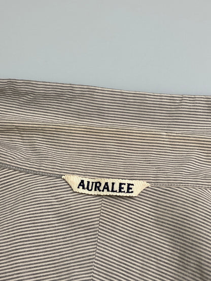 【中古品】【メンズ】 AURALEE オーラリー SELVEDGE WEATHER CLOTH SHIRTS A75501WC セルヴィッジ ウォーター クロス シャツ トップス 140-251204-jt-28-min サイズ：4 カラー：グレー/ホワイト ストライプ 万代Net店