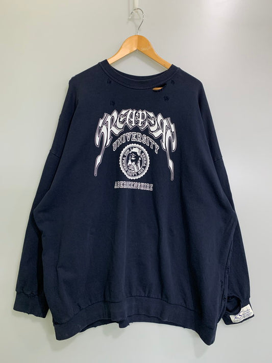 【中古品】【メンズ】 RAF SIMONS ラフシモンズ 22SS DESTROYED CREWNECK SWEATER SREAPERS 221-M167 デストロイ クルーネックスウェット トップス トレーナー 141-251201-kk-35-min サイズ：2 カラー：ネイビー 万代Net店
