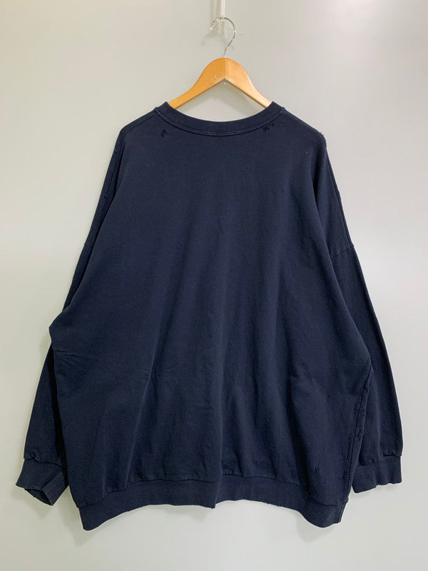【中古品】【メンズ】 RAF SIMONS ラフシモンズ 22SS DESTROYED CREWNECK SWEATER SREAPERS 221-M167 デストロイ クルーネックスウェット トップス トレーナー 141-251201-kk-35-min サイズ：2 カラー：ネイビー 万代Net店