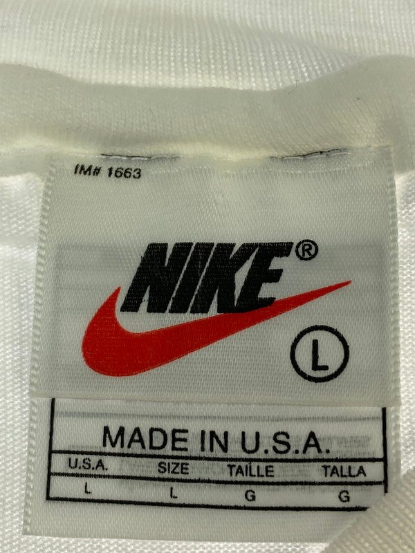 【中古品】【メンズ】 NIKE ナイキ JORDAN 復帰 TEE 90'S ジョーダン Tシャツ 半袖 アメリカ製 バスケットボール プリントＴ 146-251130-em-29-min サイズ：Ｌ カラー：ホワイト 万代Net店