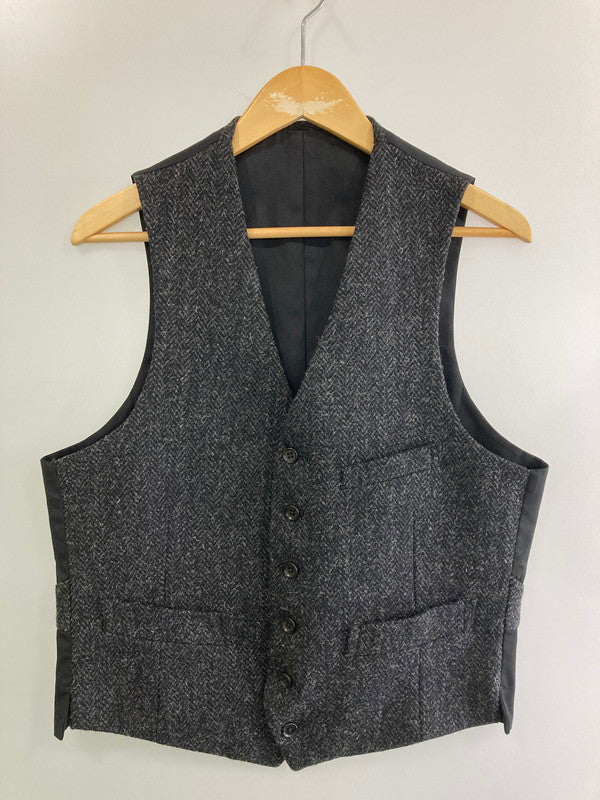 【中古美品】【メンズ】 HARRIS TWEED ハリスツイード OXFORD CLASSIC WOOL VEST 246201 オックスフォード クラシック ウールベスト トップス 141-251201-kk-63-min サイズ：M カラー：ブラック 万代Net店