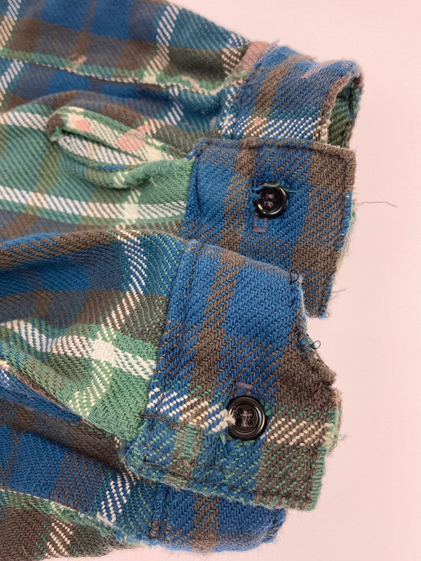 【現状渡し品】【メンズ】 FIVE BROTHER ファイブブラザー 70's L/S HEAVY FLANNEL SHIRT VINTAGE 70年代 ロングスリーブ ヘビーフランネルシャツ長袖 トップス ヴィンテージ 146-251201-kk-54-min サイズ：M カラー：グリーン 万代Net店