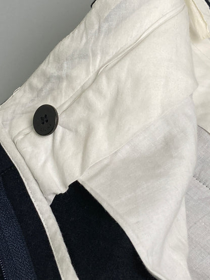 【中古品】【レディース】 CELINE セリーヌ フィービー期 シルク切替 ウールパンツ ボトムス 168-251204-jt-35-min サイズ：34 カラー：ネイビー 万代Net店