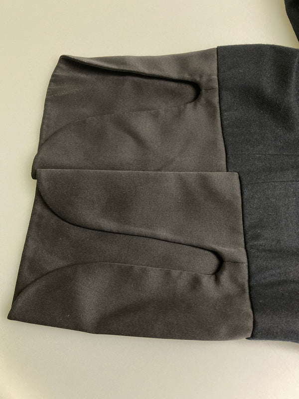 【中古品】【レディース】 CELINE セリーヌ フィービー期 シルク切替 ウールパンツ ボトムス 168-251204-jt-35-min サイズ：34 カラー：ネイビー 万代Net店