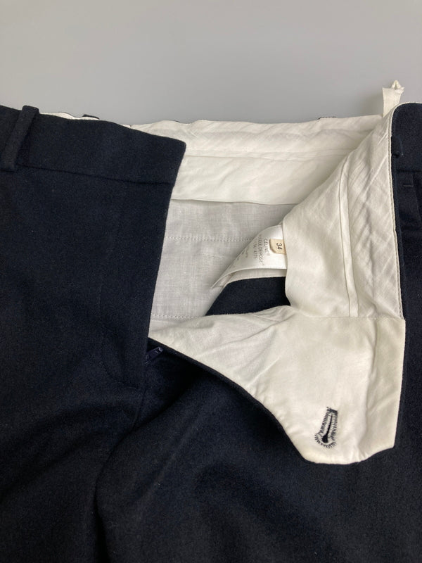 【中古品】【レディース】 CELINE セリーヌ フィービー期 シルク切替 ウールパンツ ボトムス 168-251204-jt-35-min サイズ：34 カラー：ネイビー 万代Net店