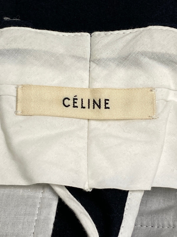 【中古品】【レディース】 CELINE セリーヌ フィービー期 シルク切替 ウールパンツ ボトムス 168-251204-jt-35-min サイズ：34 カラー：ネイビー 万代Net店