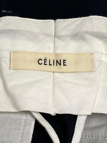 【中古品】【レディース】 CELINE セリーヌ フィービー期 シルク切替 ウールパンツ ボトムス 168-251204-jt-35-min サイズ：34 カラー：ネイビー 万代Net店
