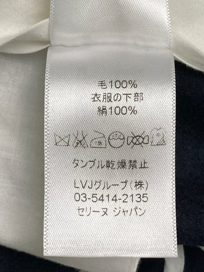 【中古品】【レディース】 CELINE セリーヌ フィービー期 シルク切替 ウールパンツ ボトムス 168-251204-jt-35-min サイズ：34 カラー：ネイビー 万代Net店
