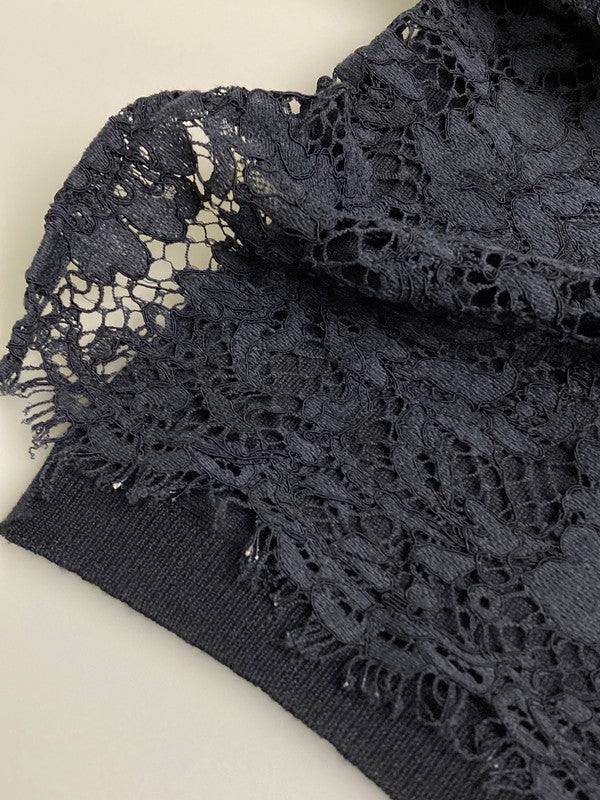 【中古品】【レディース】 VALENTINO ヴァレンティノ レース ドッキング ニット FBC9A520 レディース ワンピース 170-251208-em-06-min サイズ：S カラー：ネイビー 万代Net店