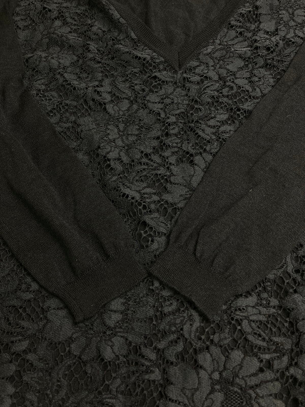 【中古品】【レディース】 VALENTINO ヴァレンティノ レース ドッキング ニット FBC9A520 レディース ワンピース 170-251208-em-06-min サイズ：S カラー：ネイビー 万代Net店