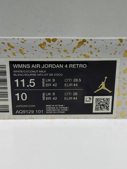 【中古品】【メンズ】 NIKE ナイキ WMNS AIR JORDAN 4 RETRO AQ9129-101 ウィメンズ エア ジョーダン 4 レトロ スニーカー 靴 160-251203-kk-06-min カラー：WHITE/COCONUT MILK-VIVID SULFUR 万代Net店