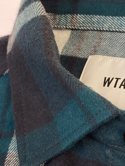 【中古品】【メンズ】 WTAPS ダブルタップス 24SS WCPO 01/LS/COTTON.FLANNEL.TEXTILE 241TQDT-SHM03 ロングスリーブ コットン フランネル テキスタイル 長袖シャツ トップス 142-251201-kk-47-min サイズ：01 カラー：グリーン 万代Net店