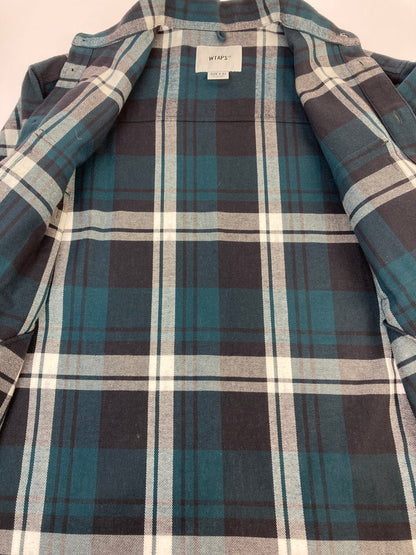 【中古品】【メンズ】 WTAPS ダブルタップス 24SS WCPO 01/LS/COTTON.FLANNEL.TEXTILE 241TQDT-SHM03 ロングスリーブ コットン フランネル テキスタイル 長袖シャツ トップス 142-251201-kk-47-min サイズ：01 カラー：グリーン 万代Net店