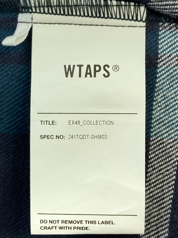【中古品】【メンズ】 WTAPS ダブルタップス 24SS WCPO 01/LS/COTTON.FLANNEL.TEXTILE 241TQDT-SHM03 ロングスリーブ コットン フランネル テキスタイル 長袖シャツ トップス 142-251201-kk-47-min サイズ：01 カラー：グリーン 万代Net店