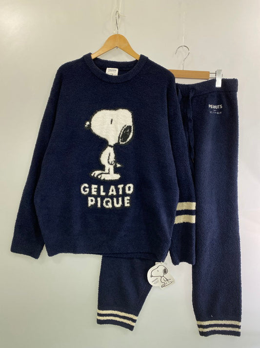 【中古美品】【レディース】 gelato pique ジェラートピケ ×PEANUTS ピーナッツ ルームウエア セットアップ 168-251204-jt-01-min サイズ：L カラー：ネイビー 万代Net店