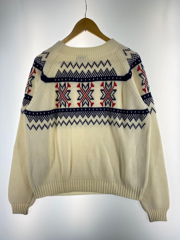 【中古品】【メンズ】 J.C.PENNEY 70-80's ACRYLIC KNIT SWEATER ジェーシーペニー アクリルニットセーター トップス 146-260109-yn-28-min サイズ：L カラー：アイボリー 万代Net店