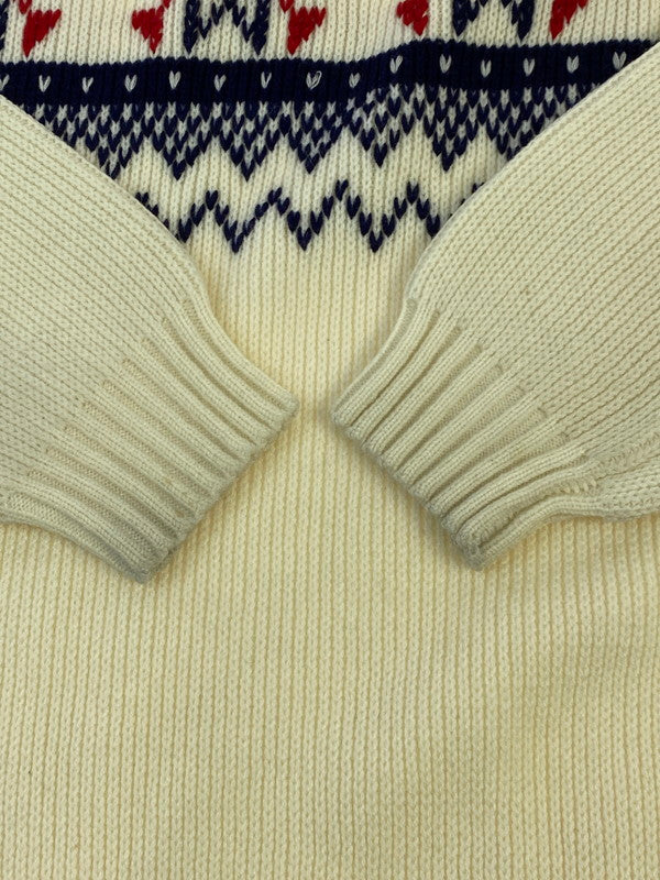 【中古品】【メンズ】 J.C.PENNEY 70-80's ACRYLIC KNIT SWEATER ジェーシーペニー アクリルニットセーター トップス 146-260109-yn-28-min サイズ：L カラー：アイボリー 万代Net店