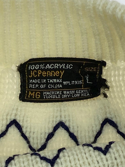 【中古品】【メンズ】 J.C.PENNEY 70-80's ACRYLIC KNIT SWEATER ジェーシーペニー アクリルニットセーター トップス 146-260109-yn-28-min サイズ：L カラー：アイボリー 万代Net店