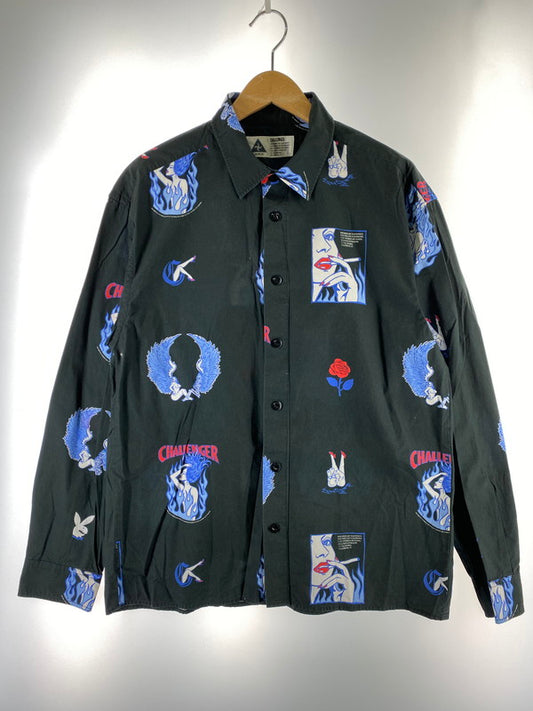 【中古品】【メンズ】 CHALLENGER チャレンジャー FIRE LADY SHIRT ショート スリーブ ファイアー レディー シャツ 長袖 メンズ トップス 142-251205-em-25-min サイズ：L カラー：ブラック 万代Net店