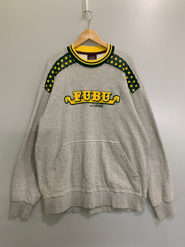 【中古品】【メンズ】 FUBU フブ LOGO SWEATSHIRT ロゴ スウェット トレーナー 146-260714-ta-36-min サイズ：XL カラー：グレー 万代Net店