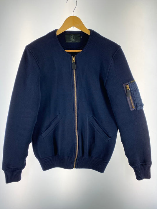 【中古品】【メンズ】 HYSTERIC GLAMOUR ヒステリックグラマー KNIT BLOUSON 0253ND05 ニット ブルゾン ジャケット フルジップ メンズ アウター 140-251205-em-14-min サイズ：L カラー：ネイビー 万代Net店