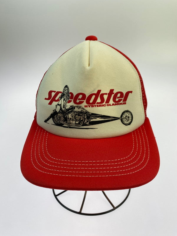 【中古品】【メンズ/レディース】 HYSTERIC GLAMOUR ヒステリックグラマー SPEEDSTER MESH CAP 02221QH05 メッシュ キャップ 帽子 トラッカー 185-251208-em-33-min サイズ：F カラー：レッド 万代Net店