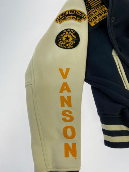 【中古品】【メンズ】 VANSON バンソン スタジャン メンズ アウター スタジアムジャンパー フード欠品 145-251205-em-45-min サイズ：L カラー：ネイビー/ホワイト 万代Net店