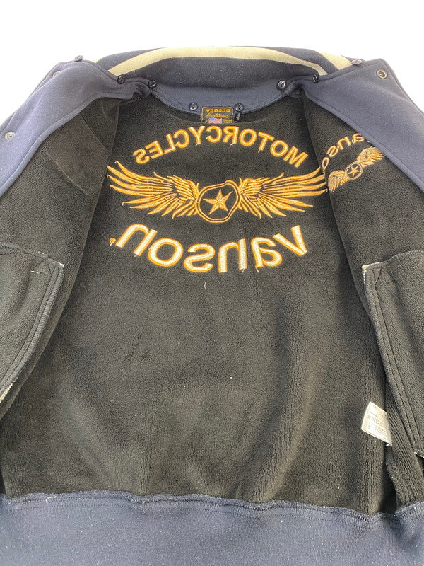 【中古品】【メンズ】 VANSON バンソン スタジャン メンズ アウター スタジアムジャンパー フード欠品 145-251205-em-45-min サイズ：L カラー：ネイビー/ホワイト 万代Net店