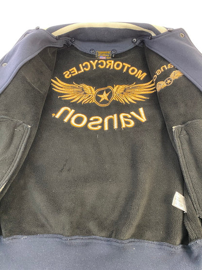 【中古品】【メンズ】 VANSON バンソン スタジャン メンズ アウター スタジアムジャンパー フード欠品 145-251205-em-45-min サイズ：L カラー：ネイビー/ホワイト 万代Net店