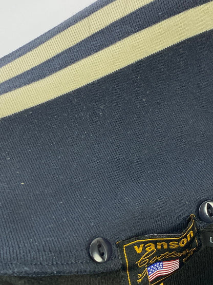 【中古品】【メンズ】 VANSON バンソン スタジャン メンズ アウター スタジアムジャンパー フード欠品 145-251205-em-45-min サイズ：L カラー：ネイビー/ホワイト 万代Net店