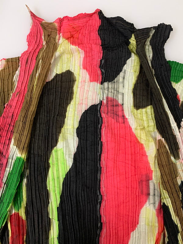 【中古品】【メンズ】 ISSEY MIYAKE イッセイミヤケ IM82-FJ944 サテン プリーツ加工 L S シャツ トップス 140-251206-zi-20-min サイズ：M カラー：マルチカラー 万代Net店