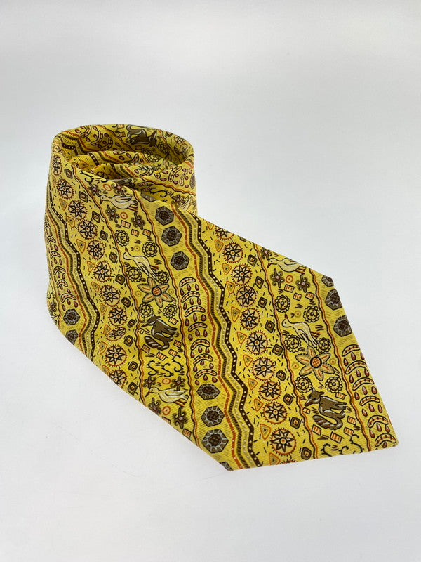 【中古品】【メンズ】 HERMES エルメス 動物柄 ネクタイ ファッション アクセサリー 183-251212-em-30-min カラー：イエロー 万代Net店