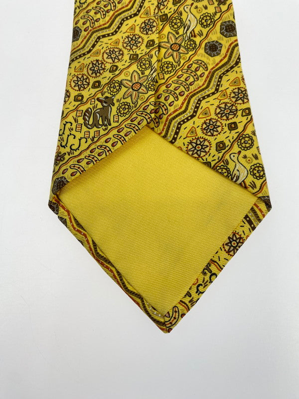 【中古品】【メンズ】 HERMES エルメス 動物柄 ネクタイ ファッション アクセサリー 183-251212-em-30-min カラー：イエロー 万代Net店