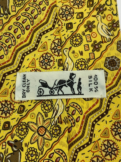 【中古品】【メンズ】 HERMES エルメス 動物柄 ネクタイ ファッション アクセサリー 183-251212-em-30-min カラー：イエロー 万代Net店
